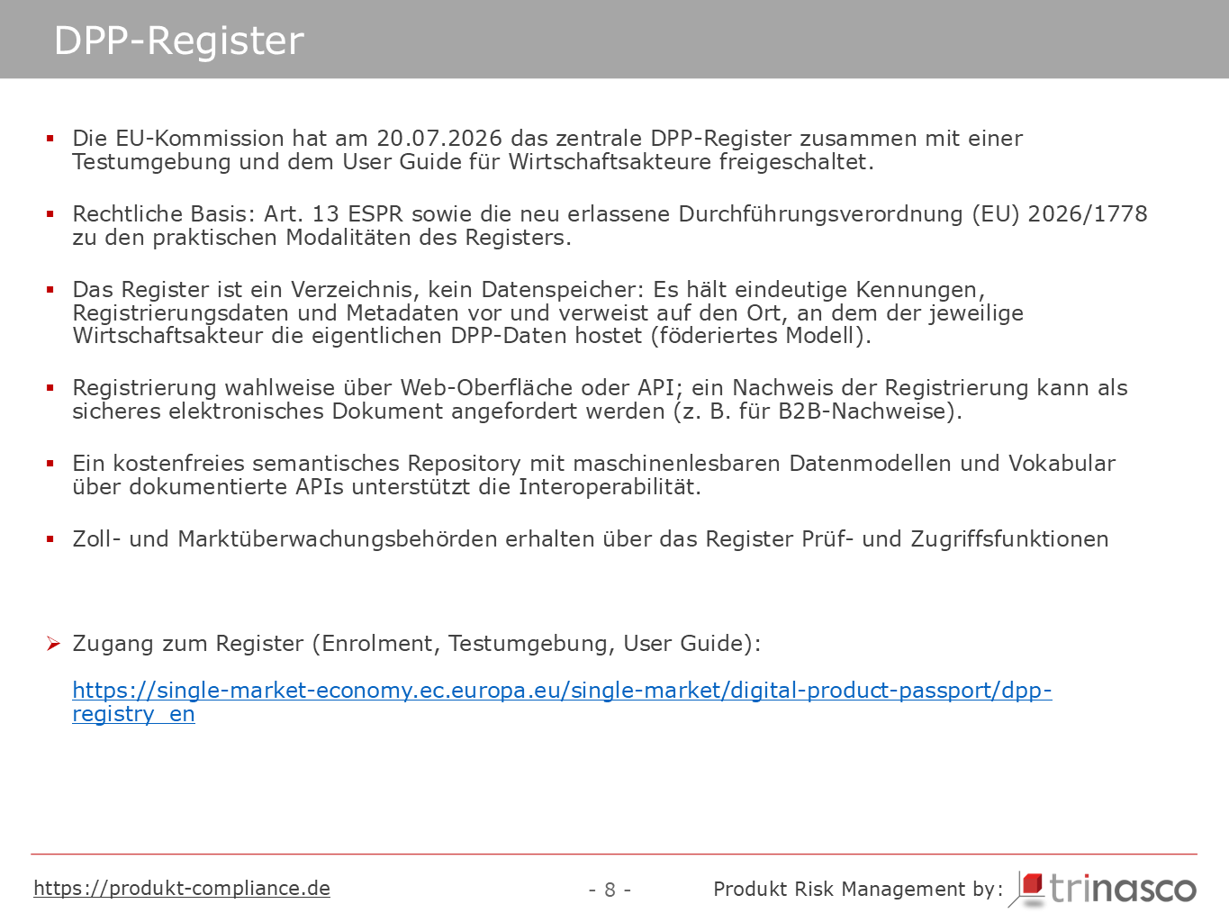 Funktionen und rechtliche Grundlage des zentralen DPP-Registers