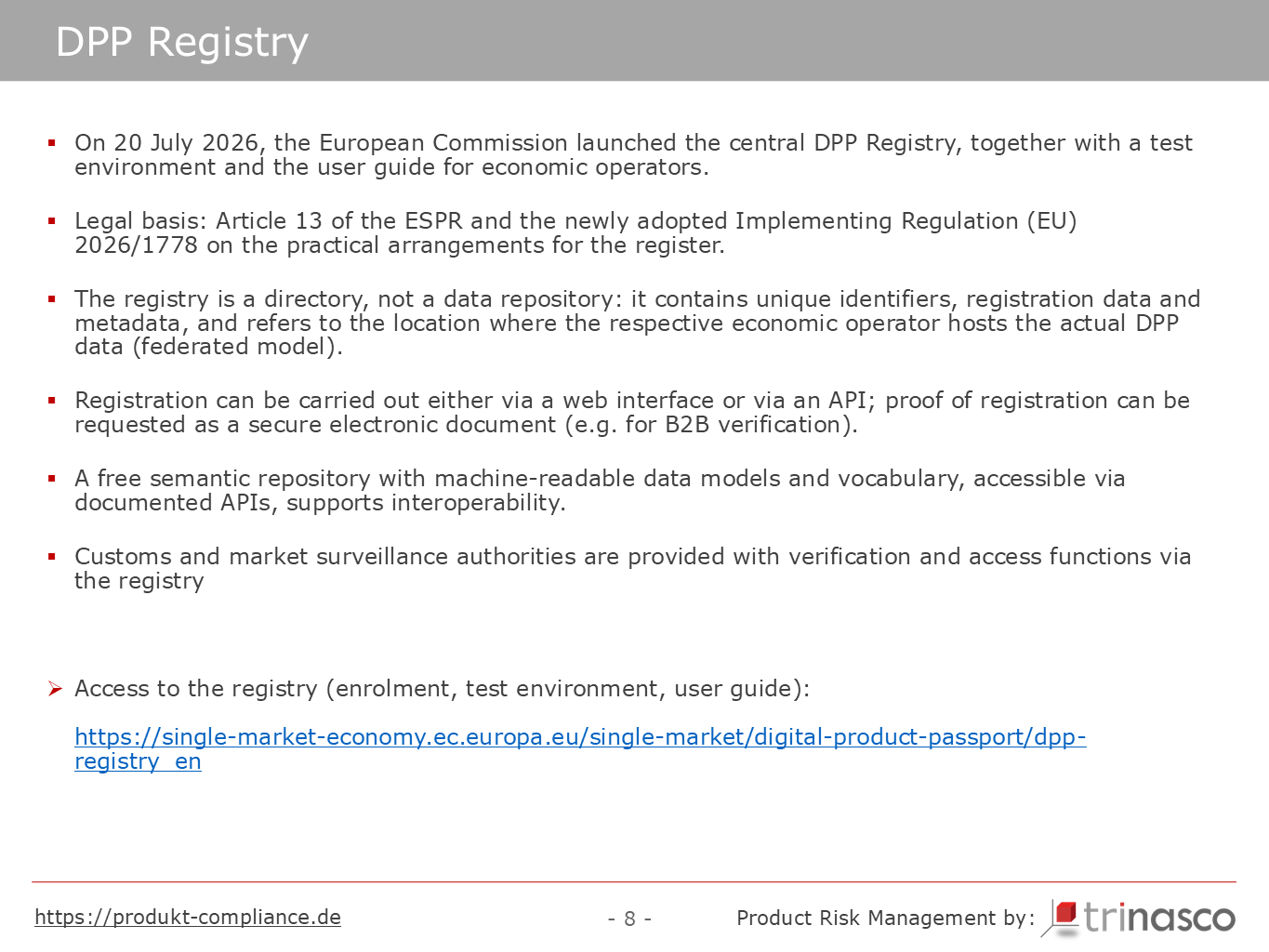 Functions and legal basis of the central DPP Registry